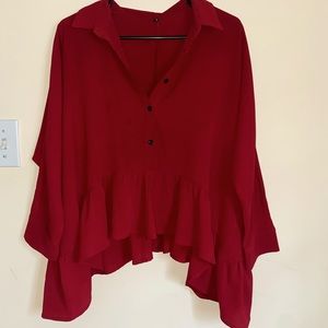 SHEIN small red long sleeve blouse